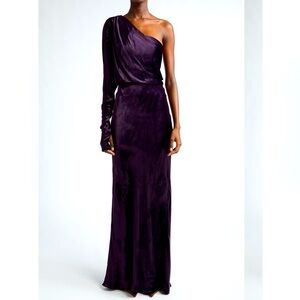 New Zimmermann Asymmetric Velvet One-Shoulder Gown Size 4
